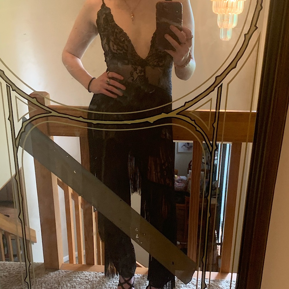 Rehab Lab Black Lace/Mesh Jumpsuit